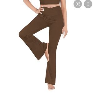 NWT brown crossover flare leggings